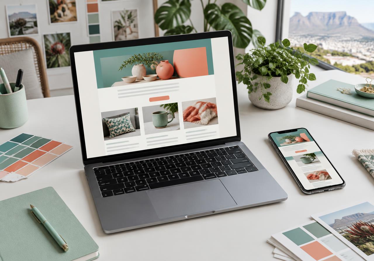 Example newsletter on laptop and phone